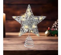 Glitter Ziemassvētku eglīte Topper rotājumi, Ziemassvētku eglīte Star Topper Xmas Hollow Star Treetop Toppers ar LED gaismas Treetop rotājumi Ziemassvētku eglītes svētku rotājumiem