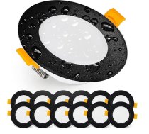 EMOS ekskluzīvie iebūvētie LED prožektori 230 V, 5 W, 500 lm, 3000 K silti balta, 12 LED prožektoru komplekts, vannas istabas u. c., ūdensizturīgs IP54, LED iebūvēts prožektors, 230 V, apaļš, diametrs 95 mm,