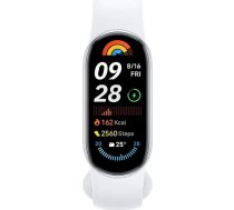 Xiaomi Smart Band 9 fitnesa sekotājs, AMOLED displejs ar 1200 Nits, Sp02 izsekošana, miega un sirdsdarbības monitorings, paziņojumi, 5ATM ūdensizturīgs, Mi Fit aplikācija, ledus sudraba krāsā