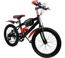 Queeucaer 20 collu kalnu velosipēds, bērnu velosipēds, 6 ātrumu bērnu velosipēds, kalnu velosipēds, bērnu velosipēds, dubļu aizsargs no un H, ideāls, kalnos un visos citos ceļa apstākļos, sarkans