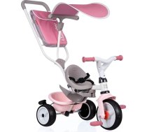 Smoby - Baby Balade Plus Pink - augošs bērnu trīsritenis ar stūres stieni, sēdekli ar drošības jostu, metāla rāmi, pedāļu brīvgājēju, bērniem no 10 mēnešiem