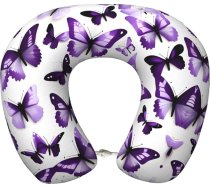 JIUTY atmiņas putu ceļojumu spilvens, kakla spilvens, galvas balsts, mīksts spilvens miegam, balts / violets