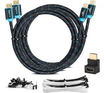 MutecPower HDMI kabelis 2.0 High Speed ar Ethernet 4Kx2K/60HZ Ultra HD 2160p/Full HD 1080p 3D/ARC/CEC kabelis ar trīskāršu ekranējumu, melns, 3 metri, 2 iepakojuma gabali