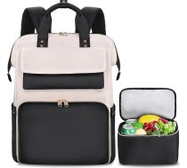 BERTASCHE Pusdienu mugursoma, 15,6 collu klēpjdatora mugursoma sievietēm ar izolētu atvēsinošu maisiņu, 2-in-1 darba mugursoma sievietēm/darbam/uzņēmumiem/ceļošanai/skolotājiem/skolām/universitātēm, melna, melna, melna