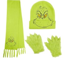 The Grinch Ziemas aksesuāru komplekts sievietēm vīriešiem pusaudžiem - cepure, šalle un cimdi, zaļš