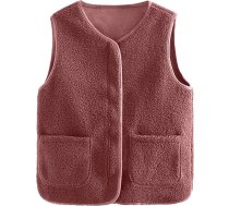 Sieviešu Teddy flīsa jaka Sieviešu Teddy flīsa jaka Sieviešu īsā Teddy veste Sieviešu plīša veste Ziemas pārejas jaka Vieglas vestes bez piedurknēm Silta ziemas jaka ar pogām Elegants vienkāršs Teddy