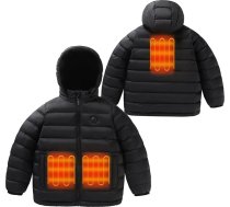 KODMNSW Siltā jaka bērniem, ziemas jaka, siltā jaka ar noņemamu kapuci, 3 zonu apsilde, siltā jaka, dūnu jaka ar apsildi (bez akumulatora), stepēta jaka, pufera jaka, zēniem un bērniem