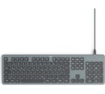 Hama CK-400 vadu tastatūra (USB tastatūra ar apgaismojumu, aptumšojama, ergonomiska rakstīšanas sajūta, šķērveida taustiņi, zems trokšņu līmenis, noņemams kabelis, multimediju taustiņi, vācu QWERTZ izkārtojums), melna