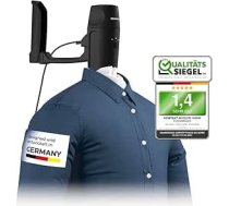 CLEANmaxx Pro kompakts automātiskais kreklu gludinātājs, ērts un vietu taupošs, aizvieto gludekļus un tvaicētājus, gludināšanas ierīce ar gludināmo lelli, ko var piestiprināt pie durvīm, krekliem un tērpiem, melns