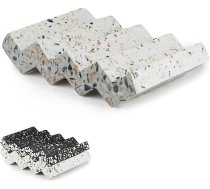 Zig Zag Jesmonite Terrazzo akmens ziepju trauks vannas istabas izlietnei - betona ziepju turētājs ziepju turētājam dušā - sūkļu turētājs - pašiztukšojošs ziepju trauka turētājs - virtuves ziepju paliktnis (balts)