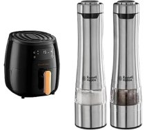 Komplekta komplekts: Russell Hobbs karstā gaisa fritēze XL 5L [7 gatavošanas funkcijas] AirFryer 26510-56 & Russell Hobbs elektriskā sāls un piparu dzirnaviņas [2 komplektā] 23460-56