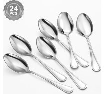 BEWOS 24 gabalu zupas karotes komplekts, 20,3 cm (8 collu) karotes komplekts, nerūsējošā tērauda karotes, spoguļpulkstenī pulēta galda karote, trauku mazgājamā mašīnā, sudraba karote mājai, virtuvei vai restorānam