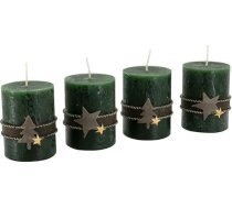 Adventes sveces ar motīviem - 4 sveces - Rustic Surface - Sveces / Sveces Ziemassvētku vainagam / Adventes vainagam - Ziemassvētki (mednieka zaļš, augstums 8 cm / diametrs 6 cm)