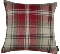 McAlister Textiles Angus spilvena pārvalks | Burgundijas sarkans + balts Highland Tartan Plaid Check Dekoratīvs kvadrātveida izkliedes spilvens | 43cm, 17"