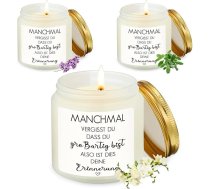 Photect Pack of 3 Pateicība Dāvana sievietēm Sojas vaska aromātiskās sveces stikla aromātiskās sveces ar uzrakstu "MANCHMAL VERGISST DU ALSO IST DIES DASS DU großartig bist DEINE Erinnerung Dāvanas draudzenei