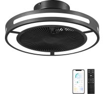 Ohniyou Griestu ventilators ar apgaismojumu, 19 collu griestu ventilators bez lāpstiņām ar apgaismojumu un tālvadības pulti, zema profila griestu ventilators ar dimmējamu LED apgaismojumu