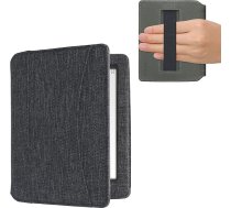 kwmobile Flip Case saderīgs ar Kobo Aura Edition 1 - priekšējais nodalījums, rokas siksna - tumši pelēks
