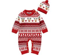 Ziemassvētku meitene Jumpsuit Cute cepure bērnu apģērbs Ziemassvētku ballīte kleita