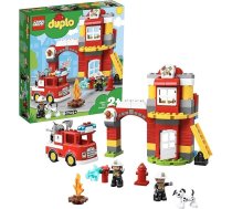 Lego 10903 Duplo ugunsdzēsēju stacija ar ugunsdzēsēju mašīnu un 2 ugunsdzēsēju figūriņām, gaisma un skaņas, rotaļlieta bērniem no 2 līdz 5 gadu vecumam