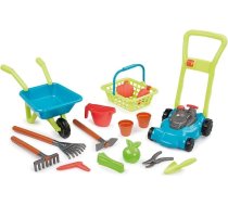 Spielzeug Ecoiffier 4585 Dārza komplekts, 3-in-1: zāles pļāvēja, ķerra, grozs un dārza piederumi, dārza darbarīki bērniem, āra spēle, no 18 mēnešiem