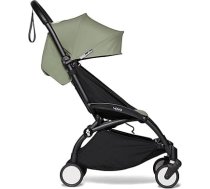 BABYZEN YOYO2 bērnu ratiņi (ratiņu rāmis melns un 6+ tekstila komplekts olīveļļas krāsā) - ietilpst siksna, atzveltne, kapuciņa stienis, plecu siksna, glabāšanas soma, sēdekļa spilvens un vienādas krāsas kapuciņš