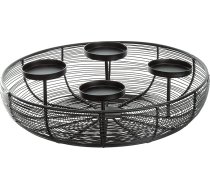 Pārdevējs Adventes vainags, Diametrs 36,5 cm, Ziemassvētku vainags, Sveces turētājs, Adventes grozs, Ziemassvētku rotājums, Metāls, Melns
