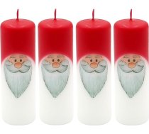 Dekohelden24 1 iepakojums ar 4 adventes svecēm baltā - sarkanā krāsā, kā rūķis, augstums x diametrs: 12 x 4 cm.