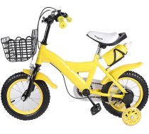 KEESUNG Bērnu velosipēds 12 collu dzeltens bērnu velosipēds Zēni Meitenes Bērnu velosipēds ar glabāšanas grozu, zvanu, stabilizatoriem/statīvu, dubultiem bremžu stabilizatoriem, rokas bremzi bērniem no 2-4 gadiem