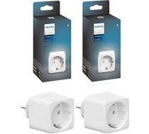 2 iepakojumi Philips Hue Smart Plug White, viedā kontaktligzda, saderīga ar Amazon Alexa (Echo, Echo Dot), 8,4 cm x 5,1 cm x 5,1 cm