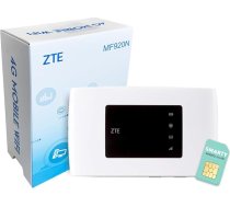 ZTE MF920U CAT4/4G LTE atbloķēts portatīvais karstais punkts ar mobilo Wi-Fi pieslēgumu līdz 10 ierīcēm 2000mAh akumulators + bezmaksas Smarty SIM karte - balts