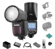 Godox V1-S Profesionāla kameras zibspuldze Speedlite Speedlight Round Head Wireless 2.4G Fresnel Zoom priekš Sony a7RII a7R a58 a99 ILCE6000L a7RIII a7R3 a9 a77II a350 Kāzu portretu studijas kamerām