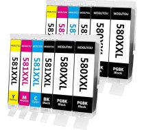 MOGUTOU 580 581 XXL Multipack kasetnes Canon 580 581 XXL printeru kasetnēm, kas saderīgas ar Canon Pixma TS705 TR8550 TR7550 TS6150 TS6151 TS6250 TS6350 TS8251 TS9550 TS9551 (12 iepakojumu)