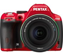 Pentax K 50 SLR digitālā kamera (16 megapikseļu, APS-C CMOS sensors, 1080p, Full HD, 7,6 cm (3 collas) displejs, attēla stabilizators, sarkana ar objektīvu DA 18-135 mm WR