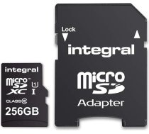 Integral 256GB Micro SD karte 4K Video Premium ātrgaitas atmiņas karte SDXC līdz 100MB/s lasīšanas ātrums un 50MB/s rakstīšanas ātrums V30 C10 U3 UHS-I A1