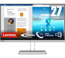 Lenovo L27i-40 | 27 collu Full HD monitors | 1920 x 1080 | 100 Hz | 300 nitu | 4 ms reakcijas laiks | IPS panelis | HDMI | VGA | AMD Radeon FreeSync | Integrēts skaļrunis | Anti-Glare | 4,3 kg | Pelēks