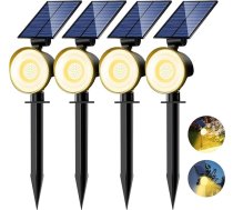 nipify Saules apgaismojums āra dārzam, iepakojums ar 4 53 LED saules starmešu dārza gaismām, IP65 ūdensizturīgs, 3 spilgtuma silti baltas saules gaismas āra apgaismojums āra celiņa gaisma āra celiņiem, siena ārpus telpām