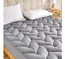 SONIVE Stepēts matrača pārvalks ar nanotex piedevu, īpaši pūkains, mīksts, elpojošs, bez trokšņa, atvēsinošs, pelēks, 135 x 190 cm