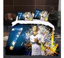 Rcxnm Bērnu gultas veļas komplekts ar 3D futbola zvaigžņu motīvu, 135 x 200 cm sega un 80 x 80 cm spilvendrāna, zēniem