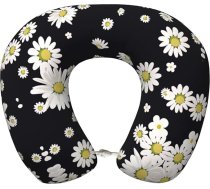 UVBDF White Daisy Ergonomisks ceļojumu spilvens ar atmiņas putām, uzlabots gaisa kuģu ceļojumu spilvens visām miega pozīcijām