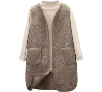 Teddy Fleece Vest Sieviešu ziemas siltā plīša veste bez piedurknēm Vestes plīša garas vestes Viegla pārejas jaka Ziemas veste Outwear Fleece Vest Āra jaka Gilet Eleganta gara jaka Thermal Vest