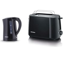SEVERIN tējkanna, 1,5 l, aptuveni 2200 W, WK 3498, melna & 2287-000 Automātiskais grauzdētājs, ar bulciņu grauzdēšanas piederumu, 2 grauzdēšanas kameras, 700 W, AT 2287, melns, plastmasas