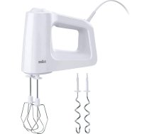 Braun MultiMix 3 HM 3000 rokas mikseris - rokas mikseris ar 5 ātruma pakāpēm un Turbo funkciju, ar putukrāsni un mīklas kulšanas āķi, 450 W, balts