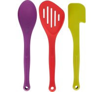 Colourworks 3 gab. silikona ēdiena gatavošanas piederumu komplekts, karote, lāpstiņa un zivs disks, virtuves piederumi, spilgti daudzkrāsaini, nesatur BPA, droši mazgājami trauku mazgājamā mašīnā, izturīgi pret skrāpējumiem