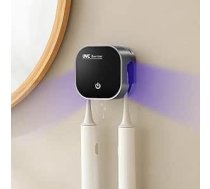 Zobu birstes turētājs ar UV zobu birstes dezinficētāju, pie sienas stiprināms elektriskais zobu birstes dezinficētājs, ar 2 zobu birstes slotiem, sterilizācijas un laika iestatīšanas funkcijām bērniem un pieaugušajiem (melns)