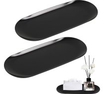 Vannas istabas organizators 23x9,5 cm melns nerūsējošā tērauda tualetes galds elipsveida tualetes tvertnes uzglabāšanas paplāte vannas istabas izlietnes uzglabāšanas paplāte salvetēm svecēm dvieļiem maziem