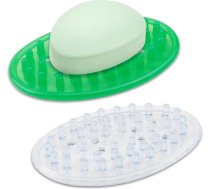 2 gabali Silikona ziepju trauks, pārnēsājama dušas ziepju kaste, neslīdošs pašiztukšojošs dušas ziepju turētājs dušai, vannas istabai, virtuvei, countertop un plauktam, viegli tīrāms