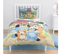 Bluey Gultas veļa 100 x 135 cm, 40 x 60 cm, 100% kokvilna, Bluey Bingo bērnu gultas veļa meitenēm un zēniem, krāsaina, maza bērnu gultas veļa ar rāvējslēdzēju