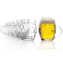 Stölzle Lausitz Lausitz Oberglas Tübinger Eye Jug, alus krūze ar uzrakstu, 6 krūzītes, 250 ml alus krūzes ar uzpildes līniju, stabila alus krūze, alus glāzes no sodas kaļķa stikla, alus krūze, var mazgāt trauku mazgājamā mašīnā