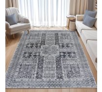 Pelēks paklājs, 200 x 300 cm, mazgājams paklājs, vintage īsa pūra liels paklājs viesistabai, guļamistabai, ēdamistabai, neslīdošs bohoseksuāls viesistabas paklājs, estētiski paklāji