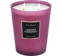 Aromatizētas sveces Lielas stikla sveces Dabīgas sojas aromterapijas sveces līdz 130 stundām ar 3 daktīm, mājas apdares aromātiskās sveces (lavanda un bergamote)